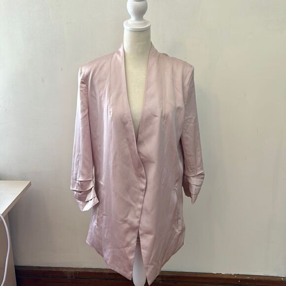 Bishop + Young rose gold long sleeve open blazer Size M New - Picture 1 of 10